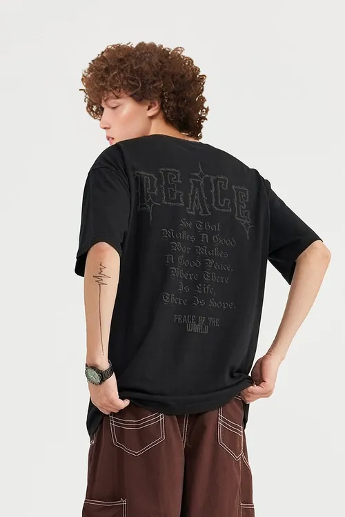 Unisex oversize tričko s krátkým rukávem a streetwear potiskem Peace