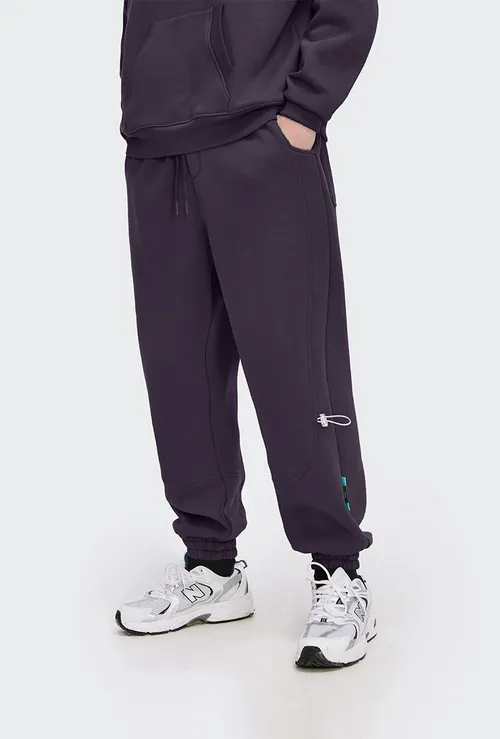 Unisex jednobarevné sportovní tepláky se stahovací šňůrkou a prošíváním Streetwear