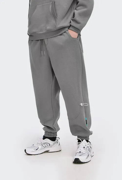 Unisex jednobarevné sportovní tepláky se stahovací šňůrkou a prošíváním Streetwear