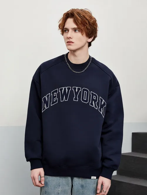 Unisex casual oversize mikina s výšivkou New York