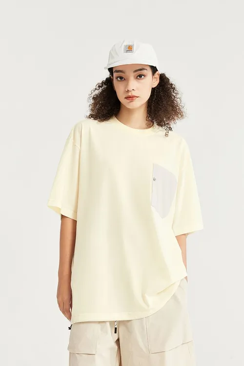 Koszulka unisex oversize z kieszenią i krótkimi rękawami Asymmetrical