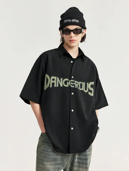 Unisex oversize košile s krátkým rukávem a potiskem Dangerous