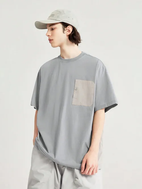 Koszulka unisex oversize z kieszenią i krótkimi rękawami Asymmetrical