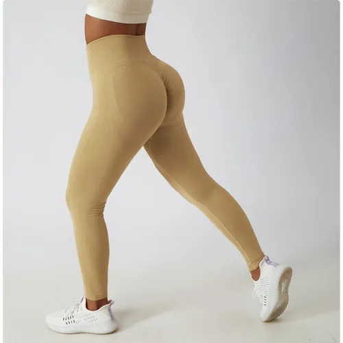 Damskie modelujące legginsy fitness z wysoką talią i tylnym paskiem