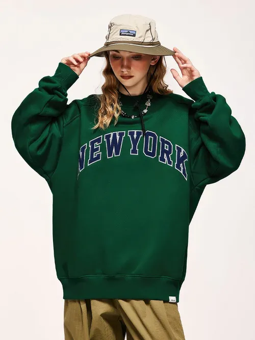 Unisex casualowa bluza oversize z haftem New York