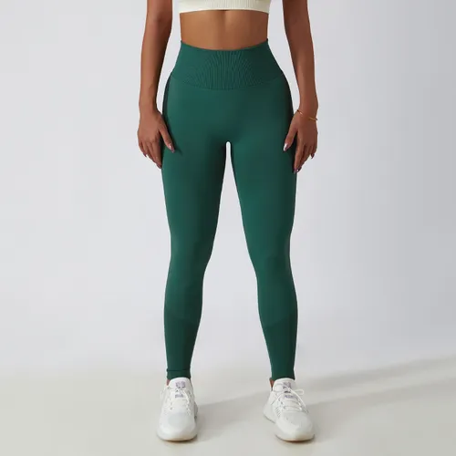 Damskie modelujące legginsy fitness z wysoką talią i tylnym paskiem