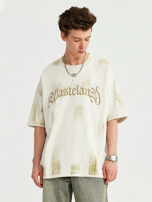 T-shirt art oversize pour homme avec broderie Wasteland