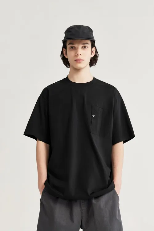 Koszulka unisex oversize z kieszenią i krótkimi rękawami Asymmetrical