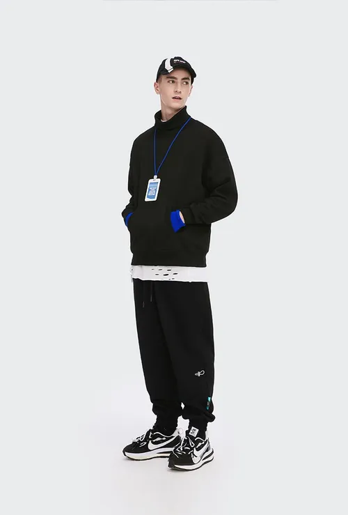 Monochromatyczny dres sportowy unisex ze sznurkiem i pikowaniem Streetwear