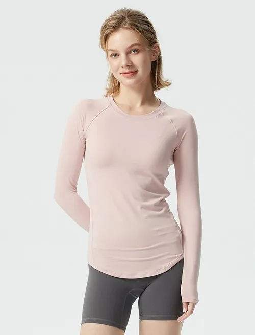 T-shirt de sport ajusté pour femme avec manches longues