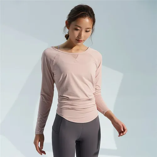 Chemise de sport pour femmes avec manches longues, fente dans le dos et détails en maille