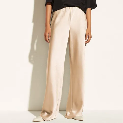 Pantalon ample et élégant pour femmes, avec de larges jambes droites en satin