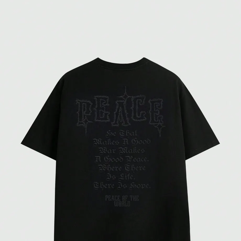 Unisex oversize tričko s krátkým rukávem a streetwear potiskem Peace L Black