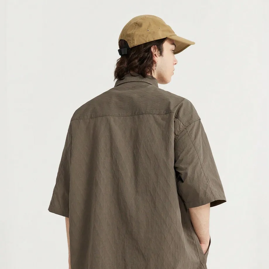 Unisex oversize košile s krátkým rukávem a kapsami Streetstyle M Brown