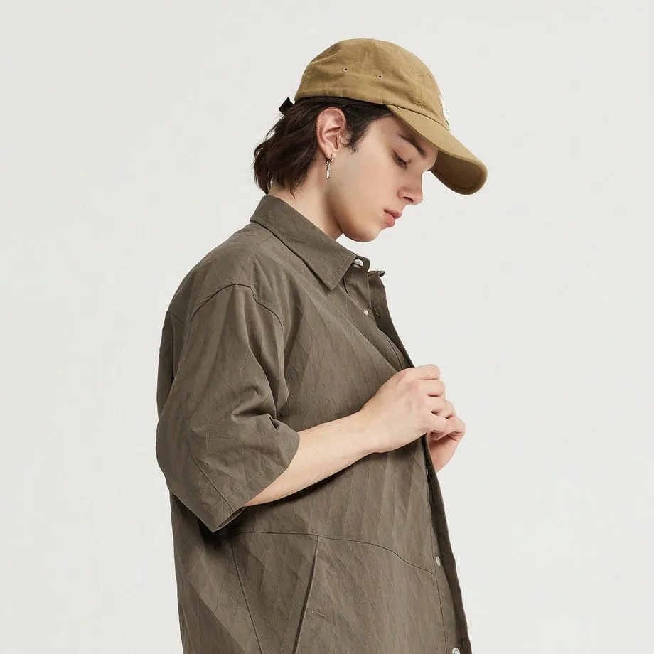 Unisex oversize košile s krátkým rukávem a kapsami Streetstyle M Brown