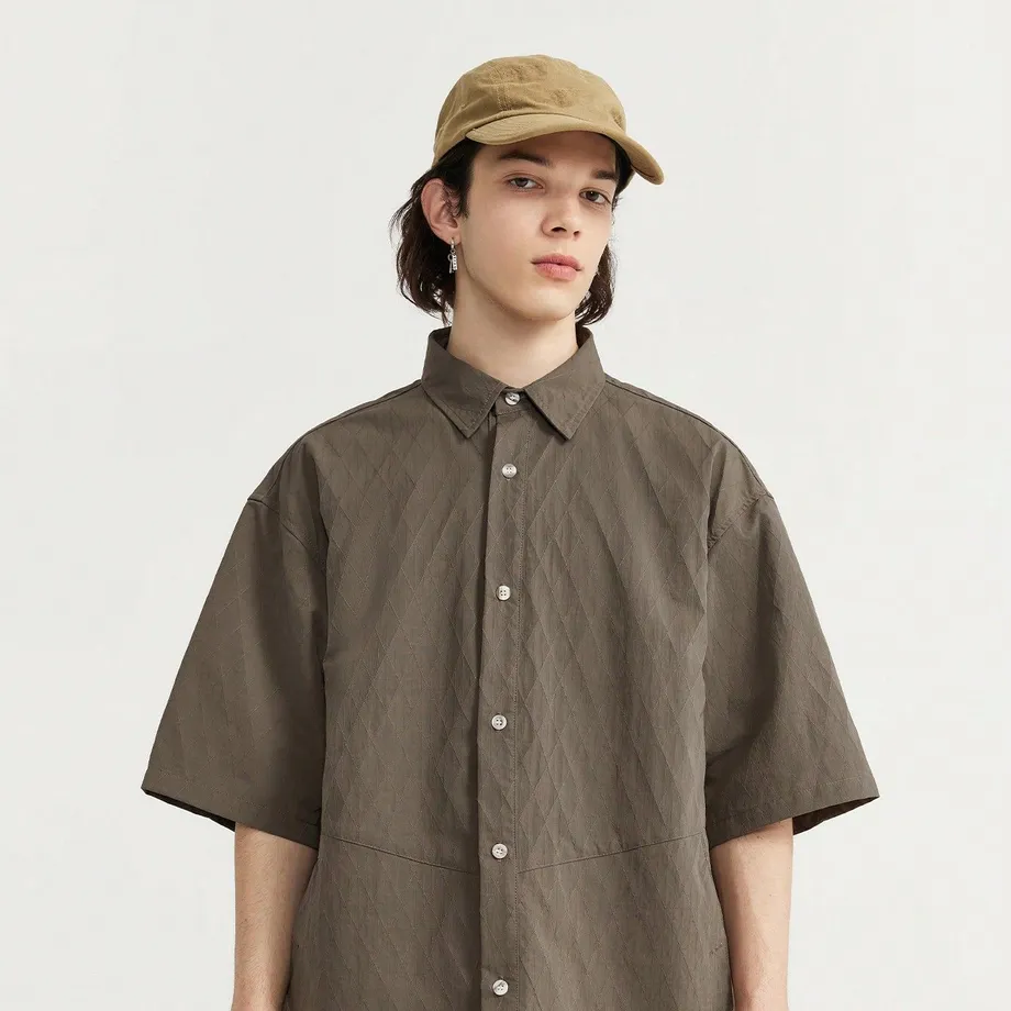 Unisex oversize košile s krátkým rukávem a kapsami Streetstyle M Brown