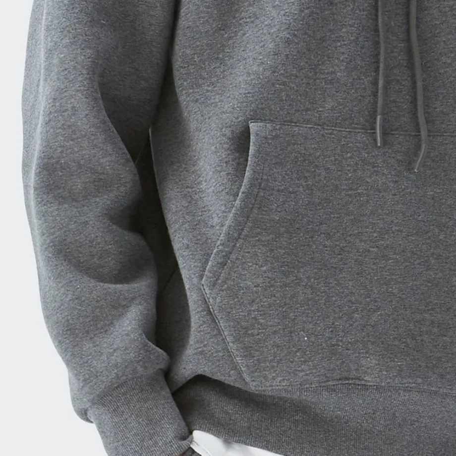 Unisex casual mikina s kapucí se stahovací šňůrkou a kapsou S Grey