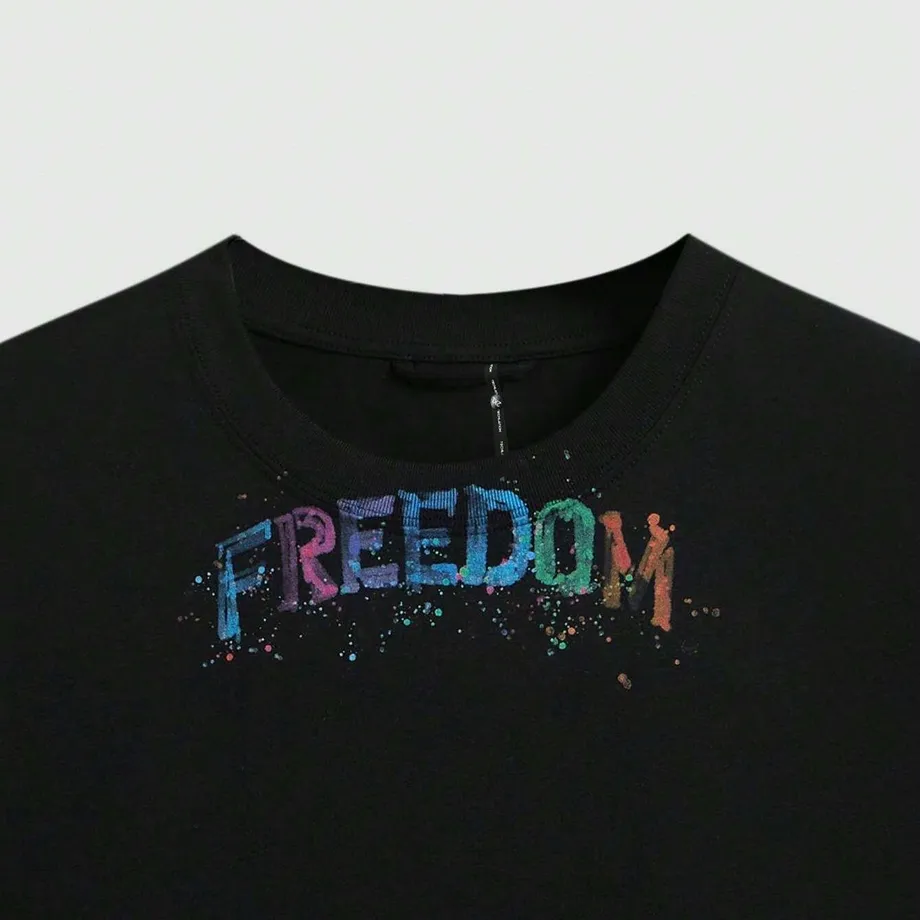 Unisex letní ležérní multifunkční tričko volného střihu s krátkým rukávem Freedom S Black