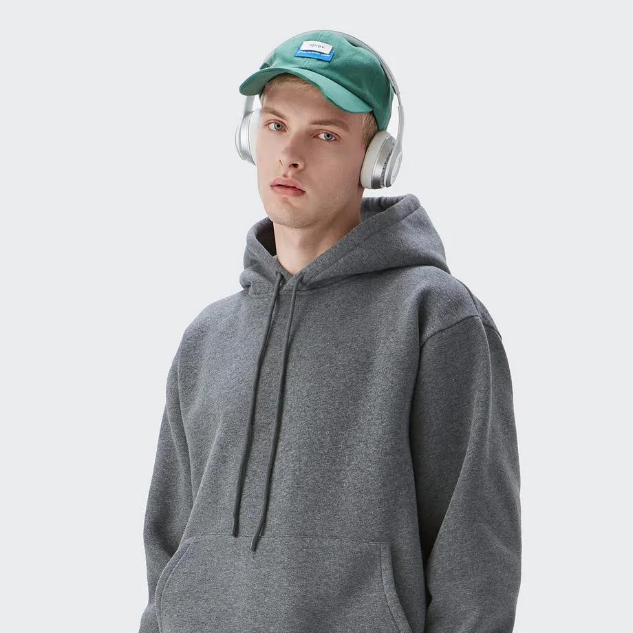 Unisex casual mikina s kapucí se stahovací šňůrkou a kapsou XL Grey