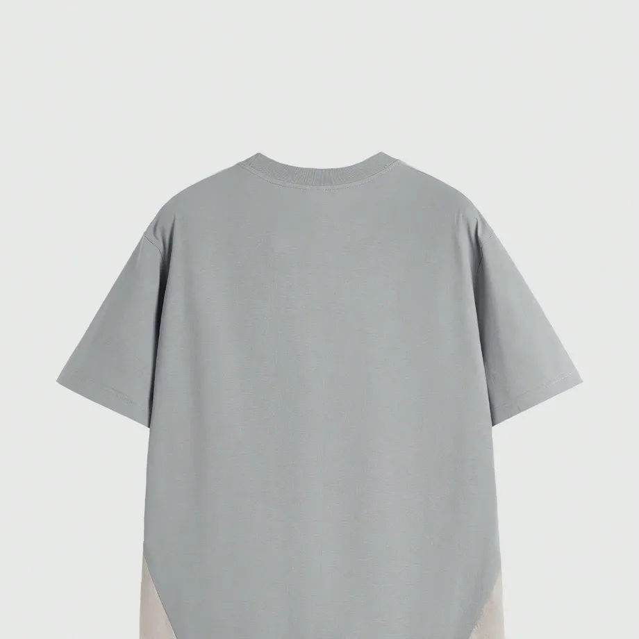 Unisex oversize tričko s kapsou a krátkým rukávem Asymmetrical M Grey