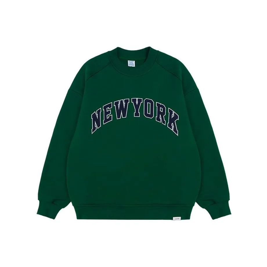 Unisex casual oversize mikina s výšivkou New York M Zelená