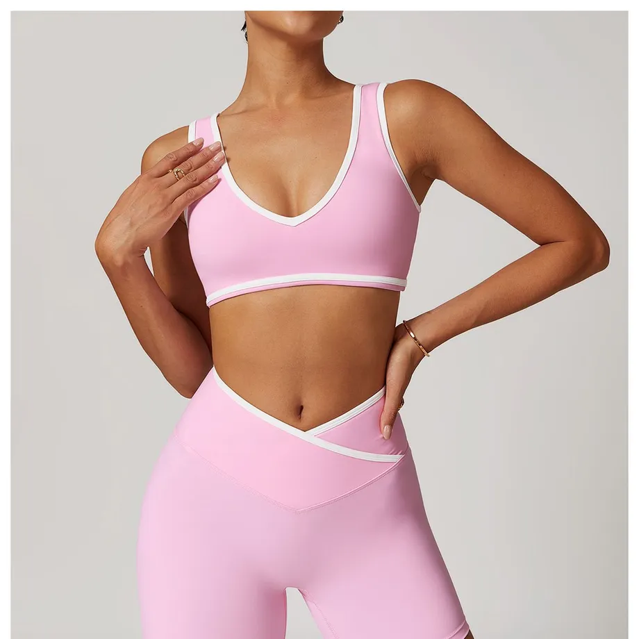 Dámská fitness podprsenka s retro vzhledem S Pink