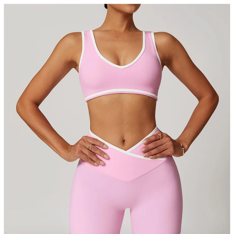 Dámská fitness podprsenka s retro vzhledem S Pink