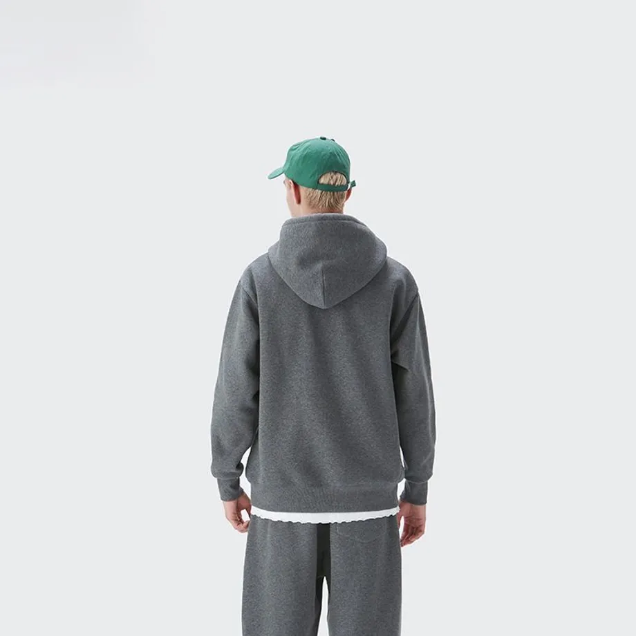 Unisex casual mikina s kapucí se stahovací šňůrkou a kapsou S Grey