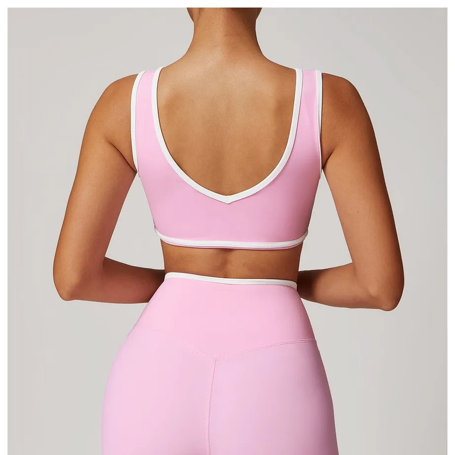 Dámská fitness podprsenka s retro vzhledem S Pink