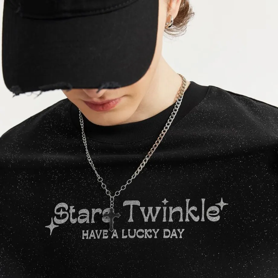 Unisex třpytivé tričko s krátkým rukávem a potiskem Stars Twinkle M