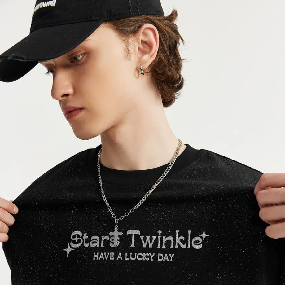 Unisex třpytivé tričko s krátkým rukávem a potiskem Stars Twinkle M