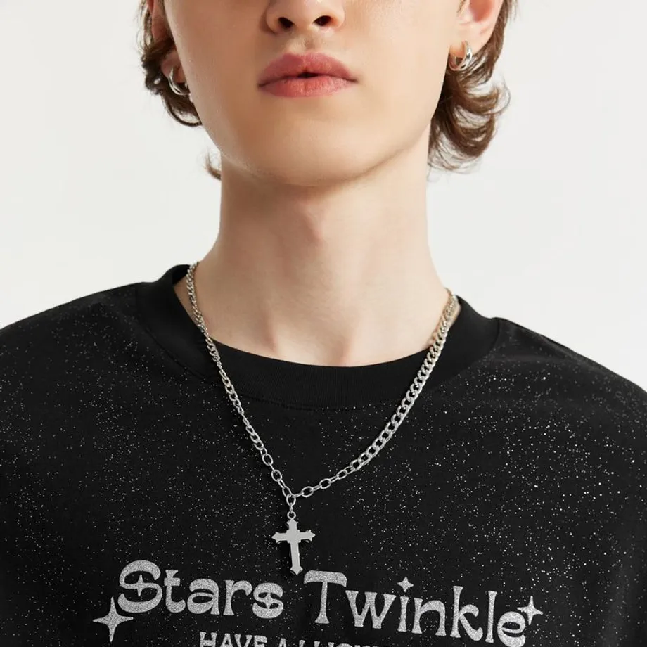 Unisex třpytivé tričko s krátkým rukávem a potiskem Stars Twinkle M