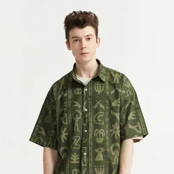 Men's green shirt with modern print