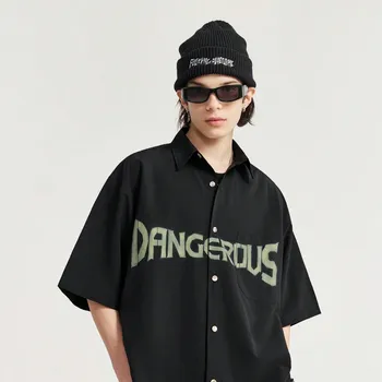 Unisex oversize košile s krátkým rukávem a potiskem Dangerous