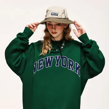 Unisex casual oversize mikina s výšivkou New York