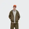 Unisex volná stylová jednobarevná mikina na zip s kapsami a kapucí 