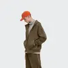Unisex volná stylová jednobarevná mikina na zip s kapsami a kapucí 