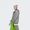 Unisex volná stylová jednobarevná mikina na zip s kapsami a kapucí 